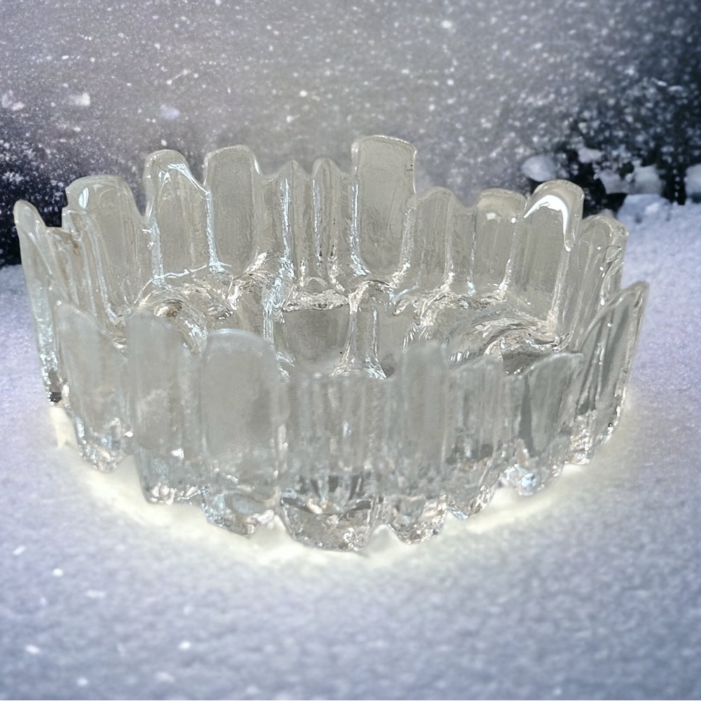 Vintage Ulpukka Ice Glass Bowl by Tauno Wirkkala Finland